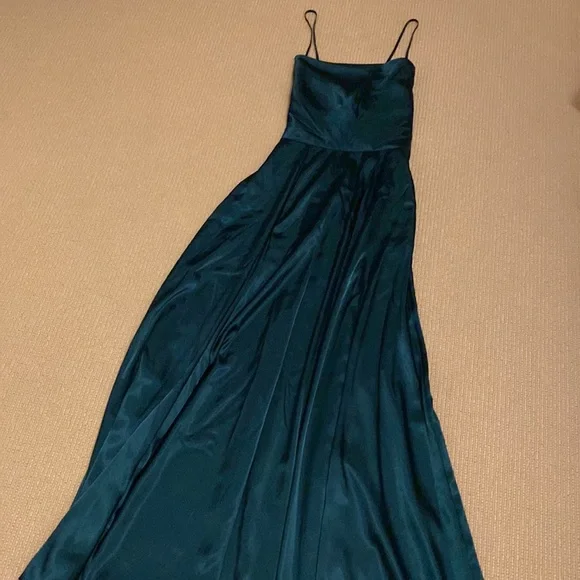 Galina Signature Emerald Green Charmeuse Cowl Bridesmaid Dress with Lace-Up Back Galina Signature Emerald Green Charmeuse Cowl Bridesmaid Dress with Lace-Up Back